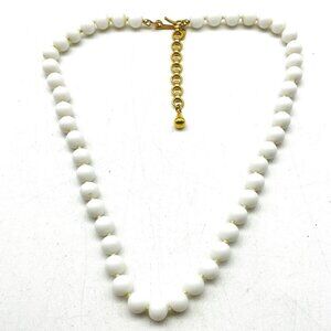 MONET White Beaded Necklace Gold Tone Classic Career Cosplay LARP Winter Holiday